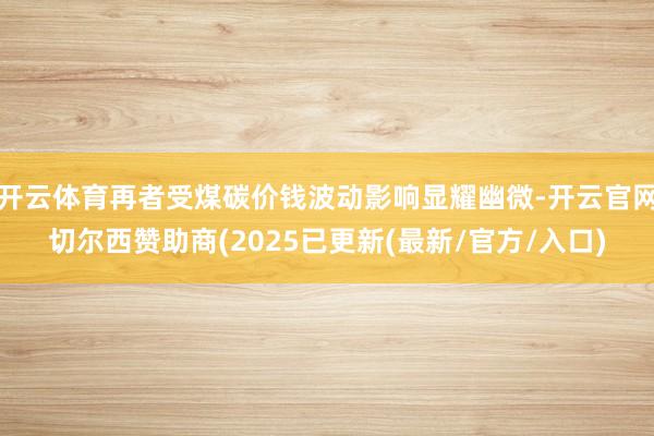 开云体育再者受煤碳价钱波动影响显耀幽微-开云官网切尔西赞助商(2025已更新(最新/官方/入口)